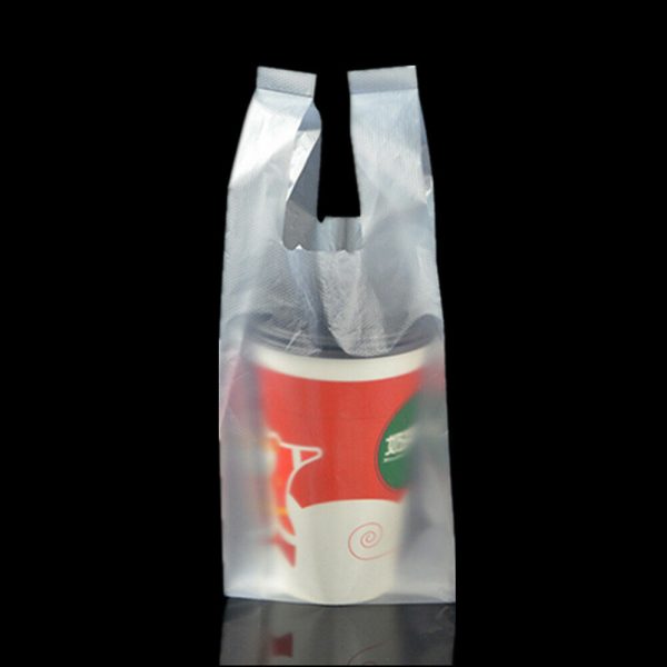 Plastic Clear T Shape & T-Shirt Retail Drinks Shop Tea Coffee Beverage Pack Bags - Image 9