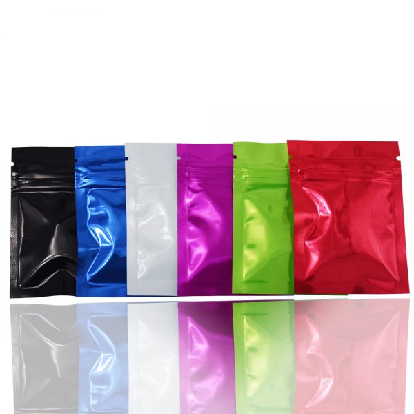 Glossy Flat Zip Aluminum Foil Lock Bags Seal Pack Mylar