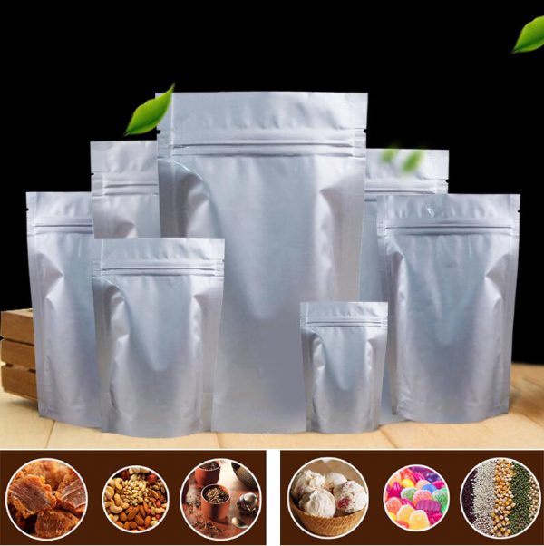 Silver Pure Aluminum Foil Pouches Mylar for Zip Bag Food Grade Lock - Image 3
