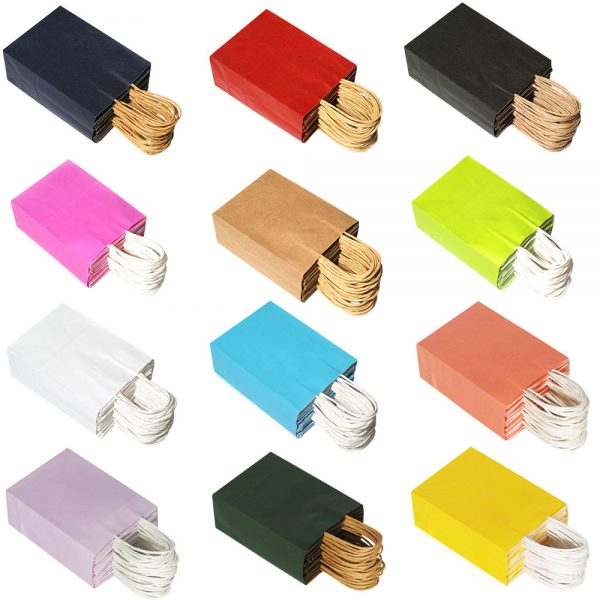 Kraft Paper Bag with Handles Solid Color Gift Packing Bags for Store Clothes Wedding Christmas Supplies Handbags Kit - Image 5