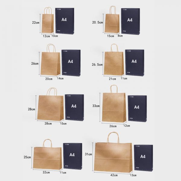 Kraft Paper Bag with Handles Solid Color Gift Packing Bags for Store Clothes Wedding Christmas Supplies Handbags Kit - Image 3