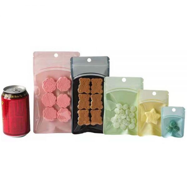 Clear Plastic Colorful Zip Lock Bag with Hang Hole Tear Notch Self Seal Zipper Reusable Packaging Pouches for Food Gift - Image 2