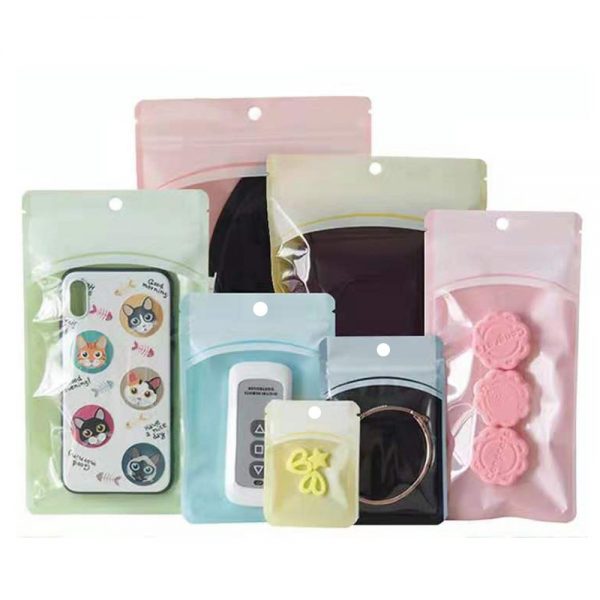 Clear Plastic Colorful Zip Lock Bag with Hang Hole Tear Notch Self Seal Zipper Reusable Packaging Pouches for Food Gift - Image 4