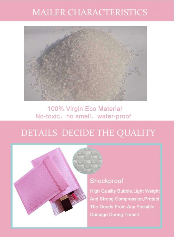 Light Pink Poly Bubble Mailer Padded Envelope self seal mailing bag bubble envelope Shipping envelope - Image 4