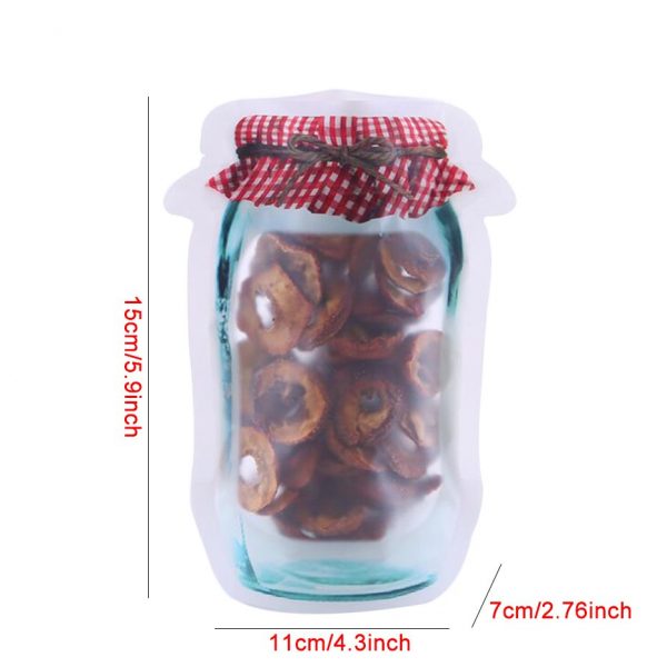 Food Seal Storage Bag Transparent Mason Jar Bottles Shaped Bags for Biscuit Cookies Snacks Food Containers Reusable Waterpr - Image 3