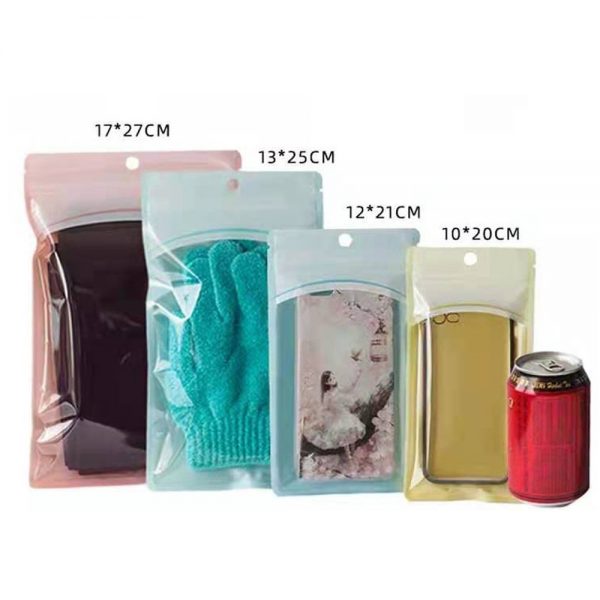 Clear Plastic Colorful Zip Lock Bag with Hang Hole Tear Notch Self Seal Zipper Reusable Packaging Pouches for Food Gift - Image 5