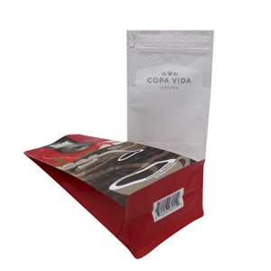 Customized logo reclosable plastic / poly / mylar box / square bottom pouch bag for tea ground coffee beans packaging
